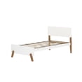 thumbnail image 3 of Max & Lily Mid-Century Modern Twin Platform Bed for Kids, Solid Wood, White/Pecan, 3 of 8