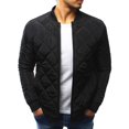 thumbnail image 4 of Chaqueta Acolchada De Invierno Con Cuello Levantado De Diamantes De Manga Larga Para Hombre (Negro L) Tmvgtek Caballero, 4 of 9
