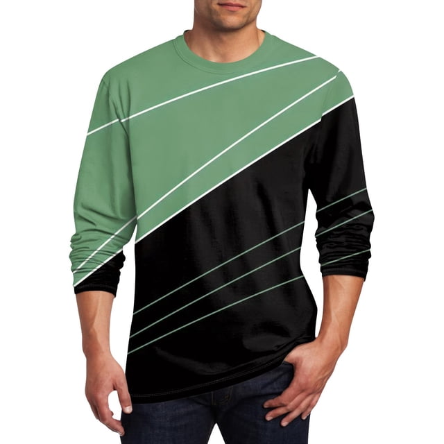 Blusas y camisas de manga larga y cuello redondo para hombre, estilo casual, estampado, cuello redondo, manga corta, poliéster