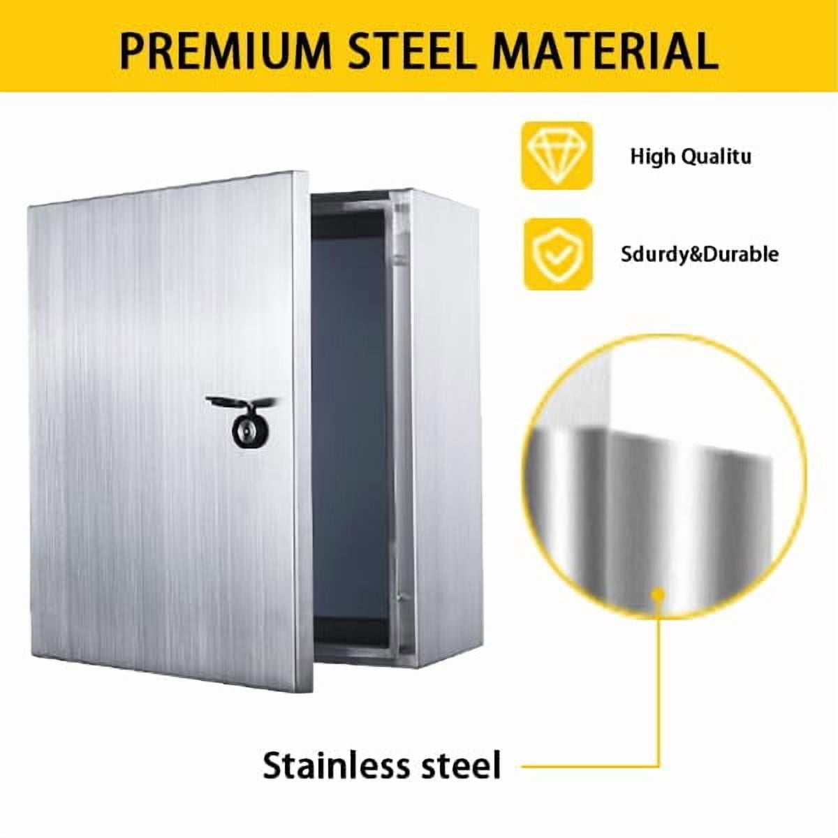 MJ-Box 12x12x8 Inch 304 Stainless Steel Electrical Enclosure - NEMA 4X, IP66 Waterproof Dustproof, Indoor Outdoor Protective Box