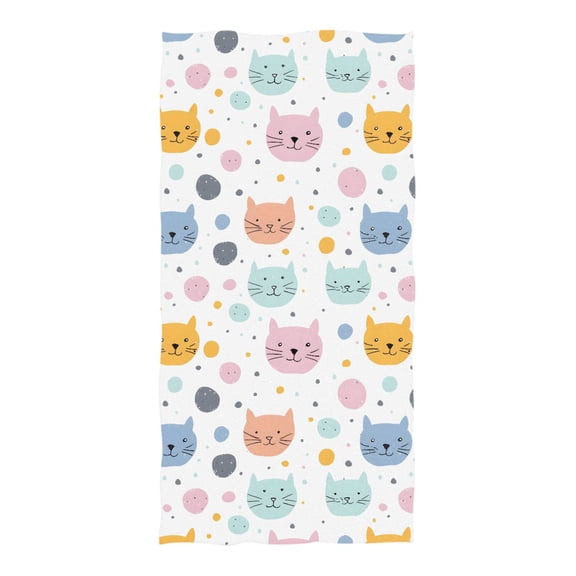 Oversized Beach Towel Extra Large Absorbent Microfiber Bath Towels Soft Quick Drying Hand Paint Cat Face 74"x37"