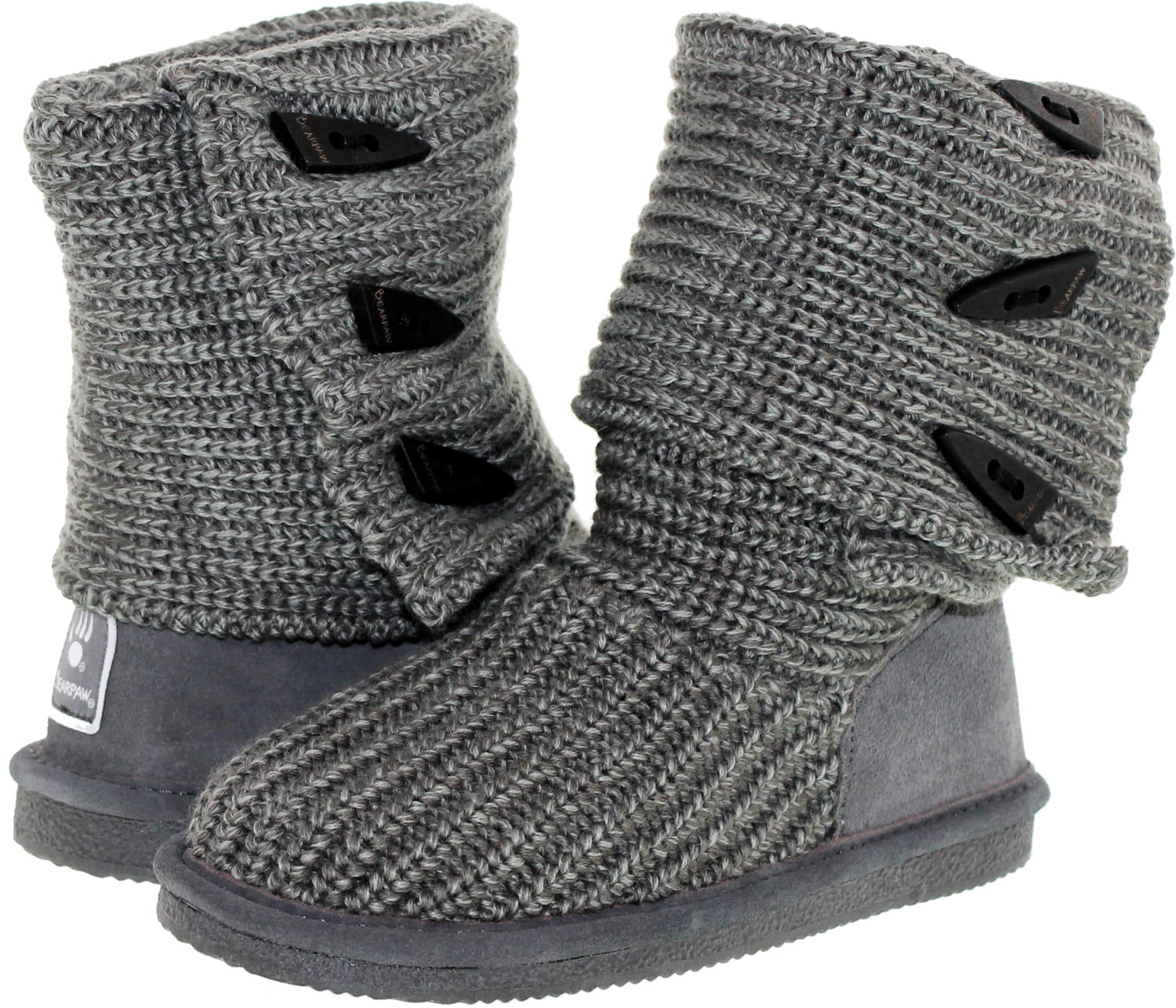 Bearpaw - Bearpaw Women's Knit Tall Gray Mid-Calf Wool Snow Boot - 9M ...