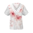 thumbnail image 5 of Otvok Women Fashion Summer Fold Printed Regular Women Short Sleeves V Neck Button Top, 5 of 6