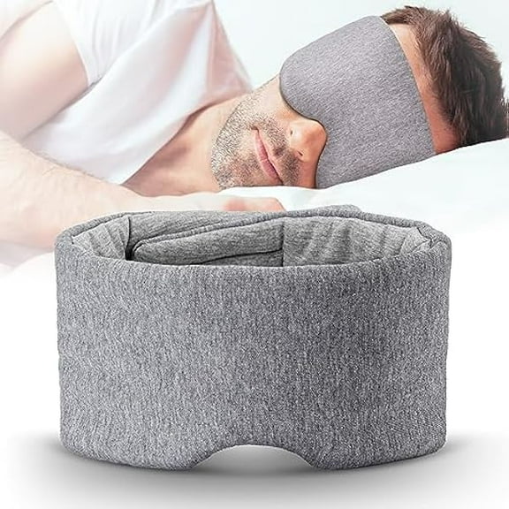 Cotton Sleep Eye Mask for Women Men, 100% Blocking Light Eye Mask Sleeping for Side Sleeper, Soft Zero Pressure Cooling Blackout Eye Covers for Sleeping, Sleep Mask fits All Heads Adjustable