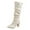 White, variant on Women Boots Slouchy Boots Wide Calf Combat Platform Boots Chunky Heel Punk Goth Riding Boots Women Mid Calf Coffee,Size 6
