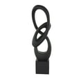thumbnail image 6 of 6" x 20" Black Polystone Intertwined Loop Abstract Sculpture with Block Base, by DecMode, 6 of 9