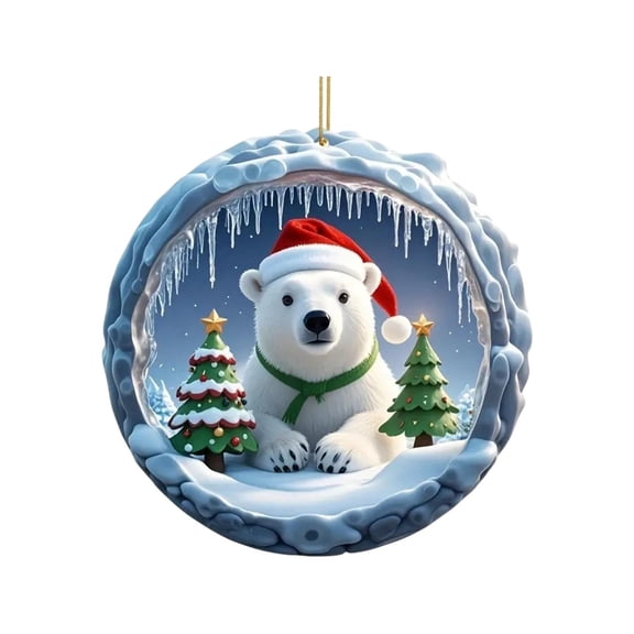 2D Acrylic Christmas Ornaments With Polar Bear Design For Tree And Home Decor Shatterproof And Lightweight