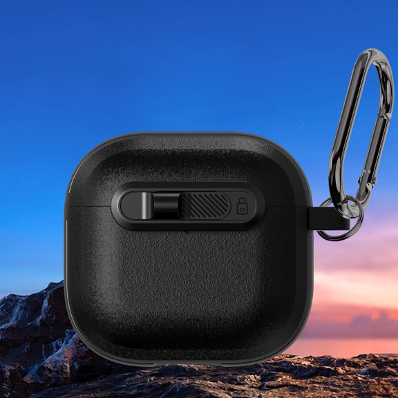 Protective Case for Apple AirPods 4th Generation 2024, Shockproof AirPods 4 Case with Lock Button, Keychain, Anti-Scratch AirPods 4th Gen Cover for Everyday Protection for Women Men,Black