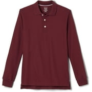 French Toast Pique Polo School Uniform Shirt with Long Sleeves for Boys and Girls 8 Burgundy