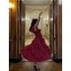 thumbnail image 5 of Vestido largo elegante con escote cuadrado, sin mangas, con volantes y capas rojas para mujer, vestidos de fiesta de noche para mujer 2024, 5 of 5