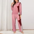 thumbnail image 2 of Gukieu Puppy Peeking Through Pink Print Women's Long Sleeve Pajama Set, Button Top Elastic Pocket Pajama Pants Two Piece Set Home Wear-Small, 2 of 7