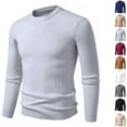 thumbnail image 4 of Men's Crew Neck Knit Sweater Long Sleeve Pullover Ribbed Casual Winter Top, 4 of 4