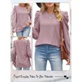 thumbnail image 3 of Nlife Women Puff Long Sleeve Eyelet Blouse Casual Tunic Top, 3 of 6