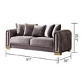 thumbnail image 6 of Impreza Thick Velvet Fabric 3PC Living Room Set Made With Wood in Gray, 6 of 13