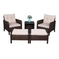 thumbnail image 3 of DEELLEEO 2pcs Single Sofa、2pcs Footstool &1pc Coffee Table Round Corner Armrests Five-Piece Rattan Set Brown Gradient, 3 of 5