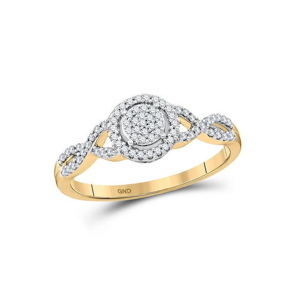 10kt Yellow Gold Round Diamond Cluster Bridal Wedding Engagement Ring 1/5 Cttw