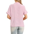 thumbnail image 3 of INSPIRE CHIC Casual Stripe Blouse for Women's V Neck Button Front Short Sleeve Top XS Light Pink, 3 of 6