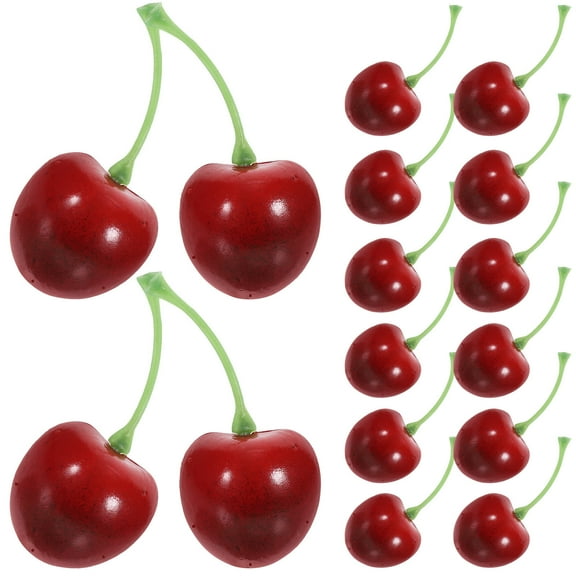 Topbathy Cherry Fruit Model Red Plastic Decorative Prop for Showcase and Photography
