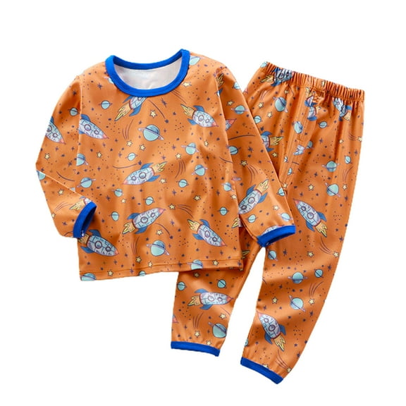 Utoimkio Toddler Baby Boy Girls Cute Print Pajama Set Kids Long Sleeve Crewneck Pullover Tops & Pjs Pants Set Fall Winter Sleepwear Clothes