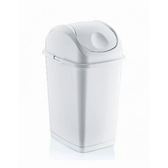 Superio 18 qt Portable Swing-Top Trash Can, White