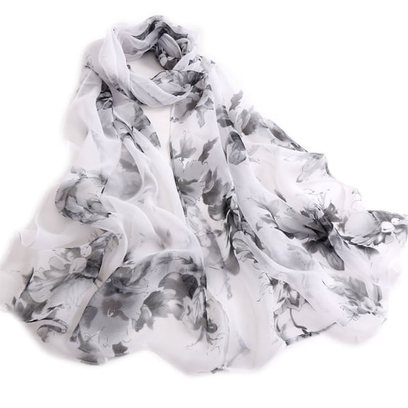FNGZ Piece of Silk Scarf, Black 普通产品 ->, Scarfs for Women Lightweight Print Floral Pattern Scarf Shawl Fashion Scarves Sunscreen Shawls And Wraps for Spring