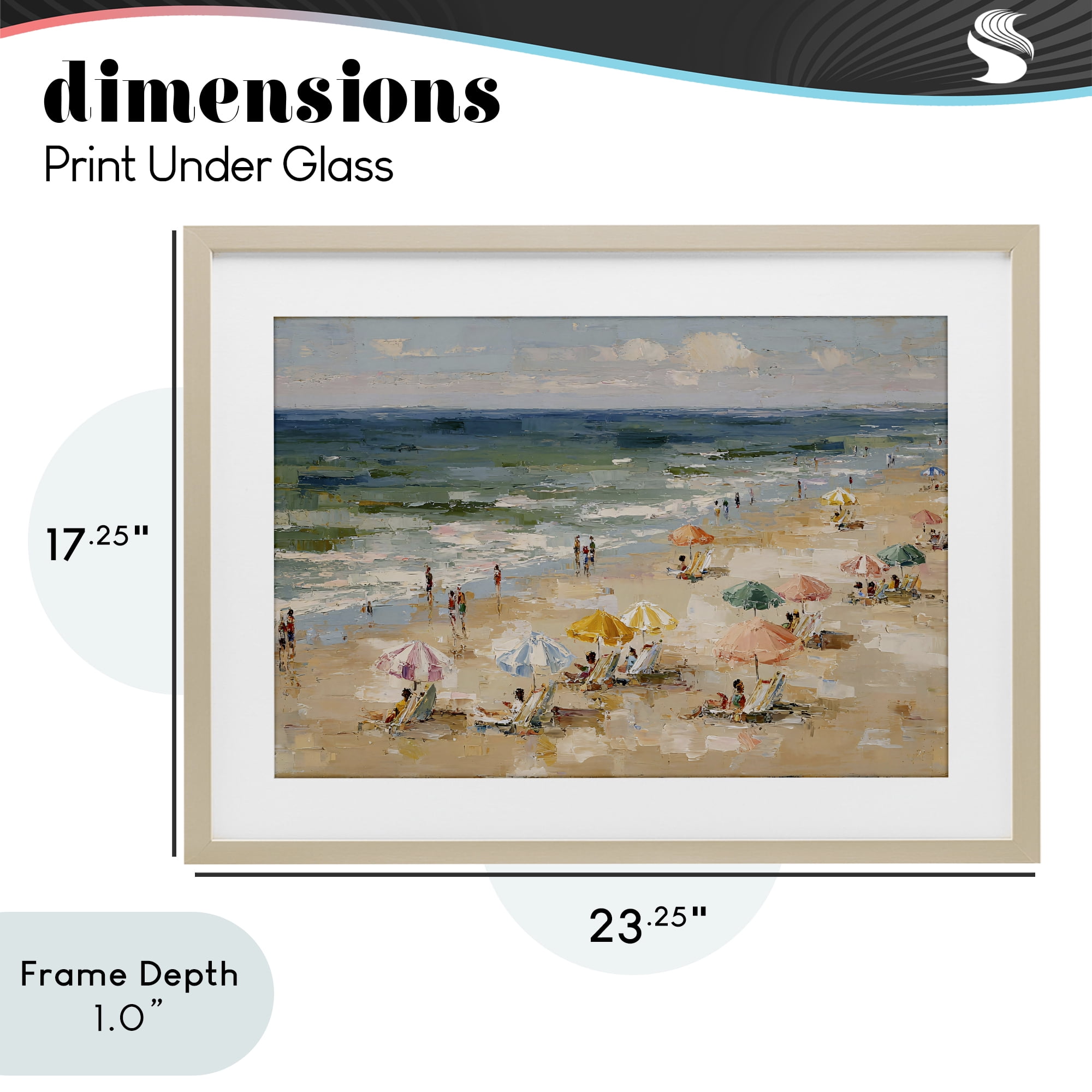 Stupell Industries Impressionist Summer Beach Day Birch Framed Print Under Glass, design by Jacky Ngan