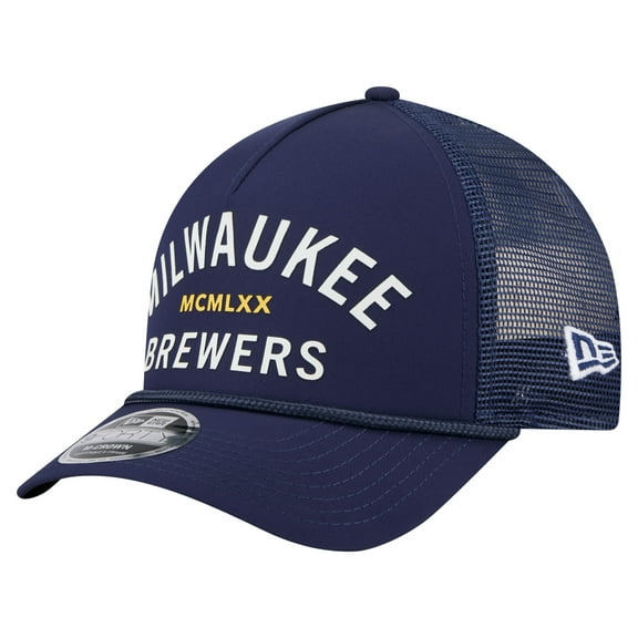 Men's-New Era  Navy Milwaukee Brewers Minimalist 9FORTY A-Frame Adjustable Hat
