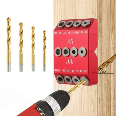 30/45/90° Angle Drill Hole Guide Jig,4 Drill Bits