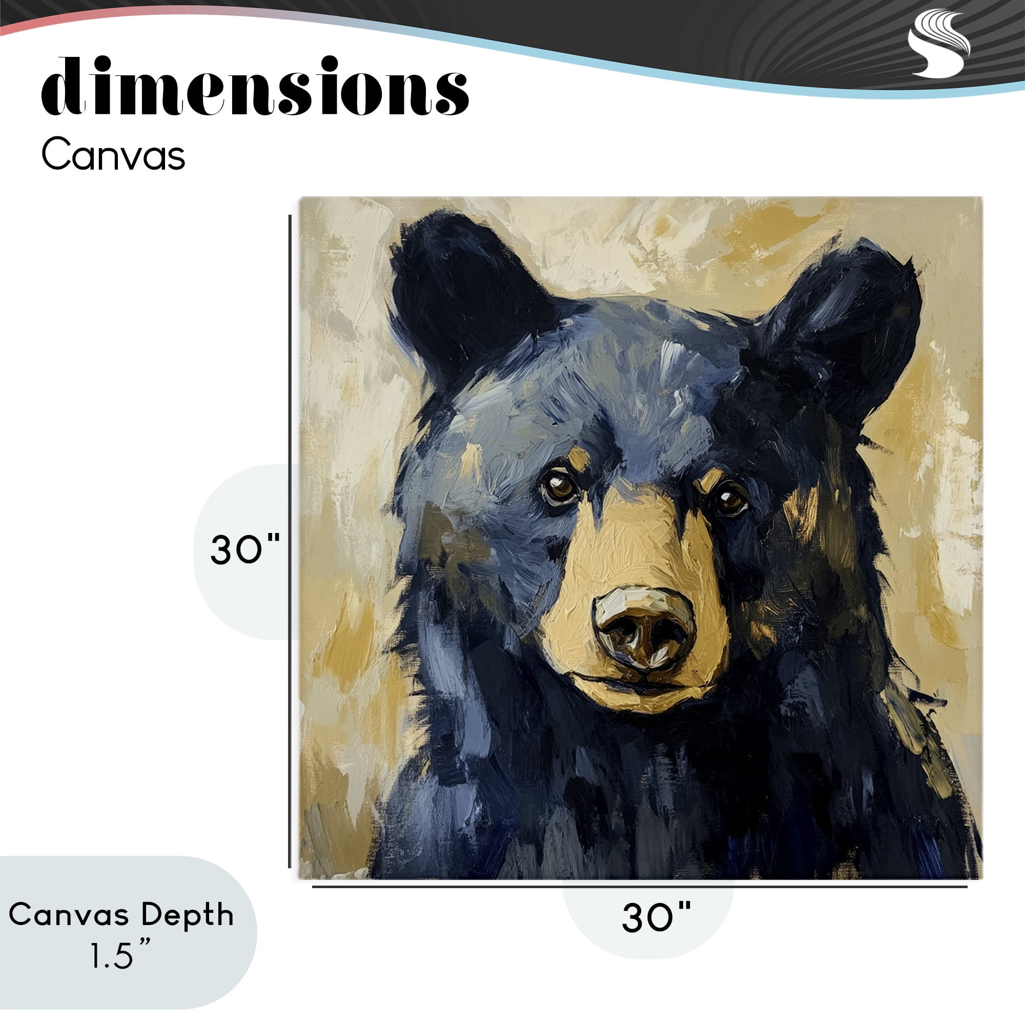 Stupell Industries Big Bear with Brushstrokes Canvas Wall Art, design by Petal Prints Design