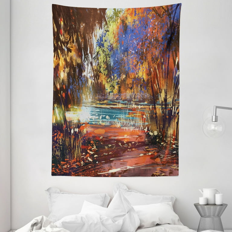 Fantasy Tapestry, Refreshing Nature Painting Serene Pond Illusionary  Perspective Swamp Environmental, Wall Hanging for Bedroom Living Room Dorm  Decor, 60W X 80L Inches, Multicolor, by Ambesonne 
