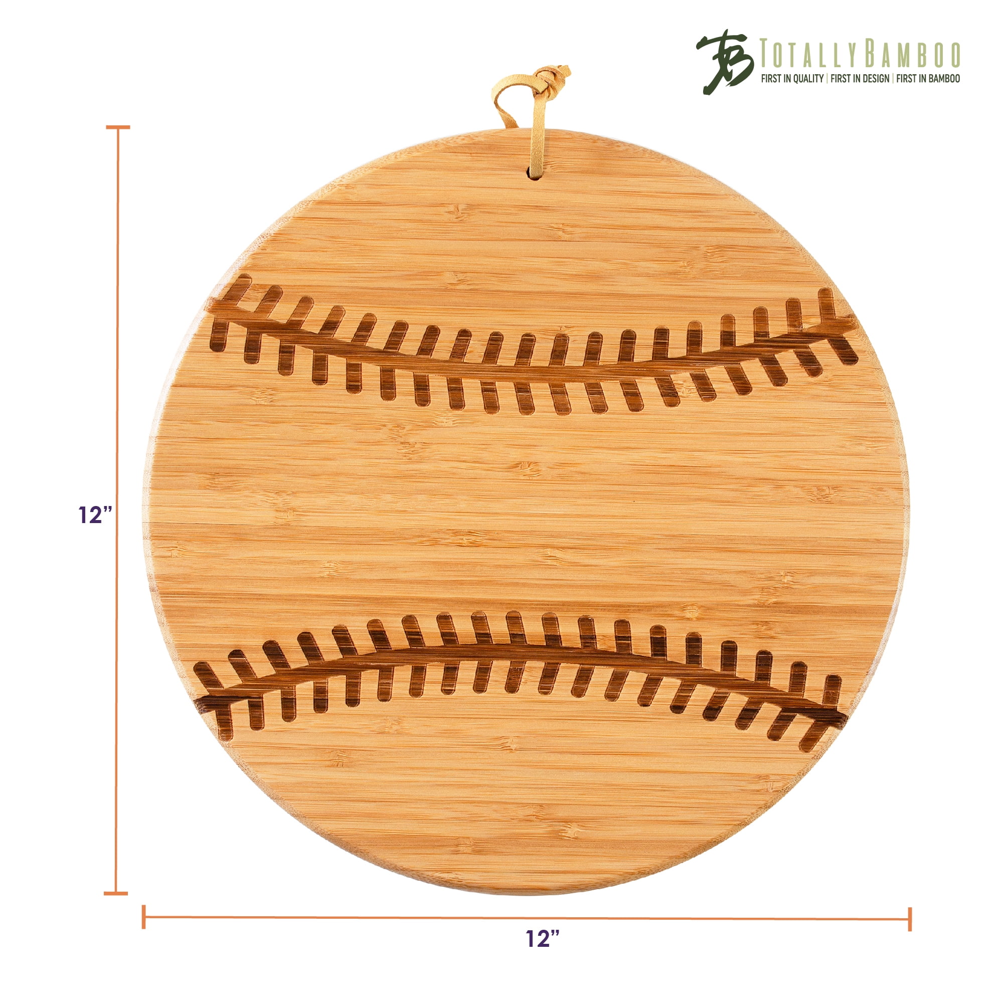 Totally Bamboo Baseball Shaped Bamboo Wood Cutting Board and Charcuterie Board, Great Gift for Baseball Fans