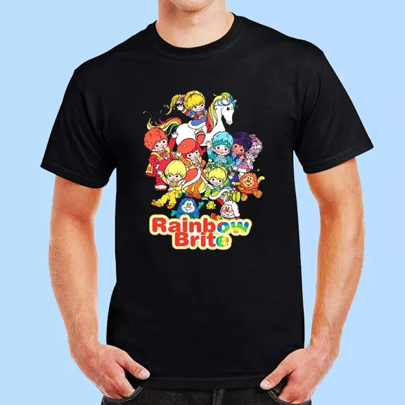 RARE 2024-2025 Rainbow Brite Mens Black T Shirt Gift Full Size S-4XL
