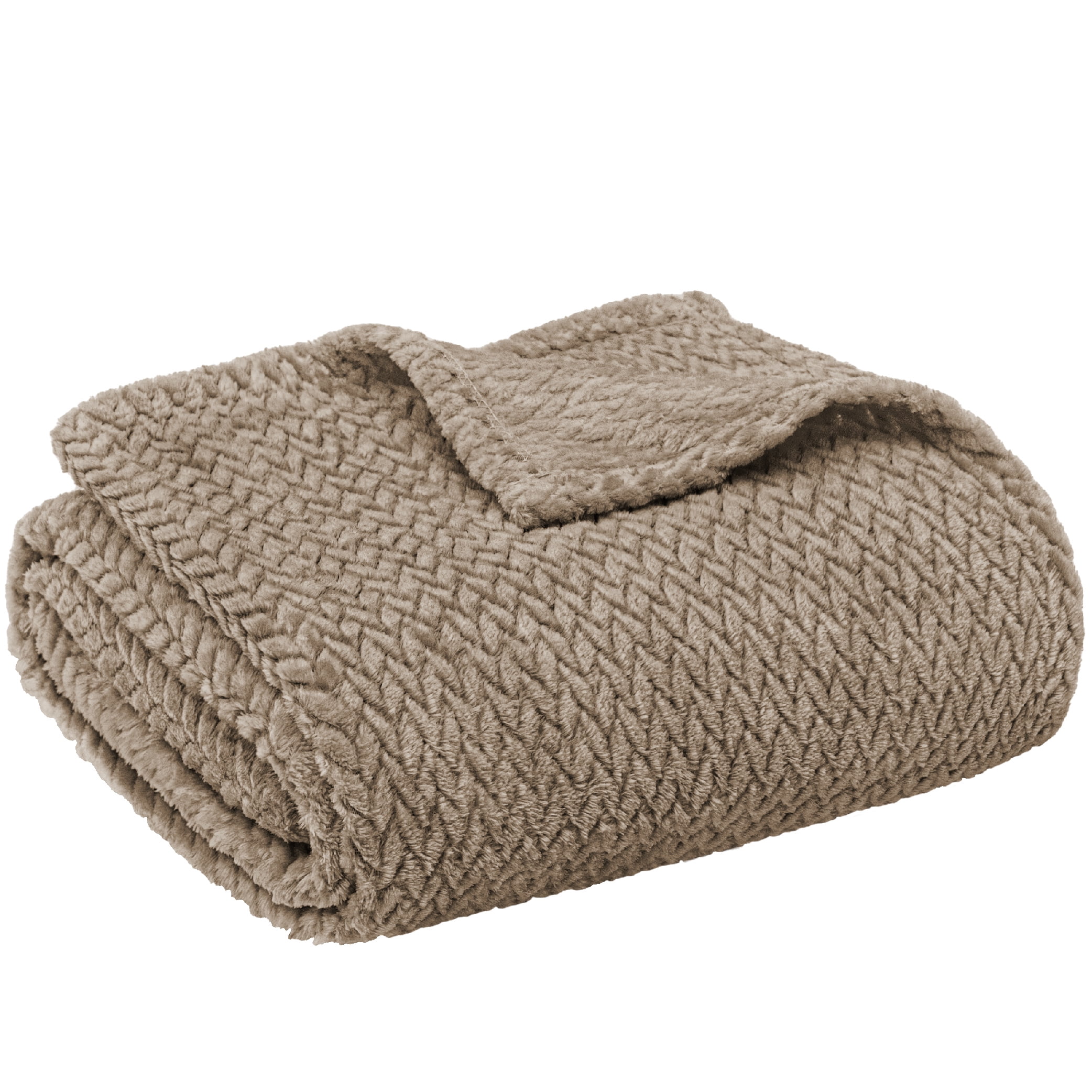 PAVILIA Soft Fleece Taupe Tan Throw Blanket for Couch, Lightweight ...