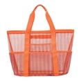 thumbnail image 3 of Bolso de malla reutilizable para la playa con bolsillos para mujer, ideal para ir al trabajo, fines de semana y hacer recados. Rosa mandarina, 3 of 9