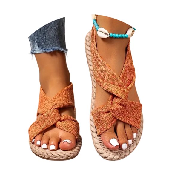 WAYUTE Women's Sandals Slip On Beach Soft Sole Sandals Lightweight Flat Open Toe Elastic Strap Walking Shoes Trendy Casual Summer