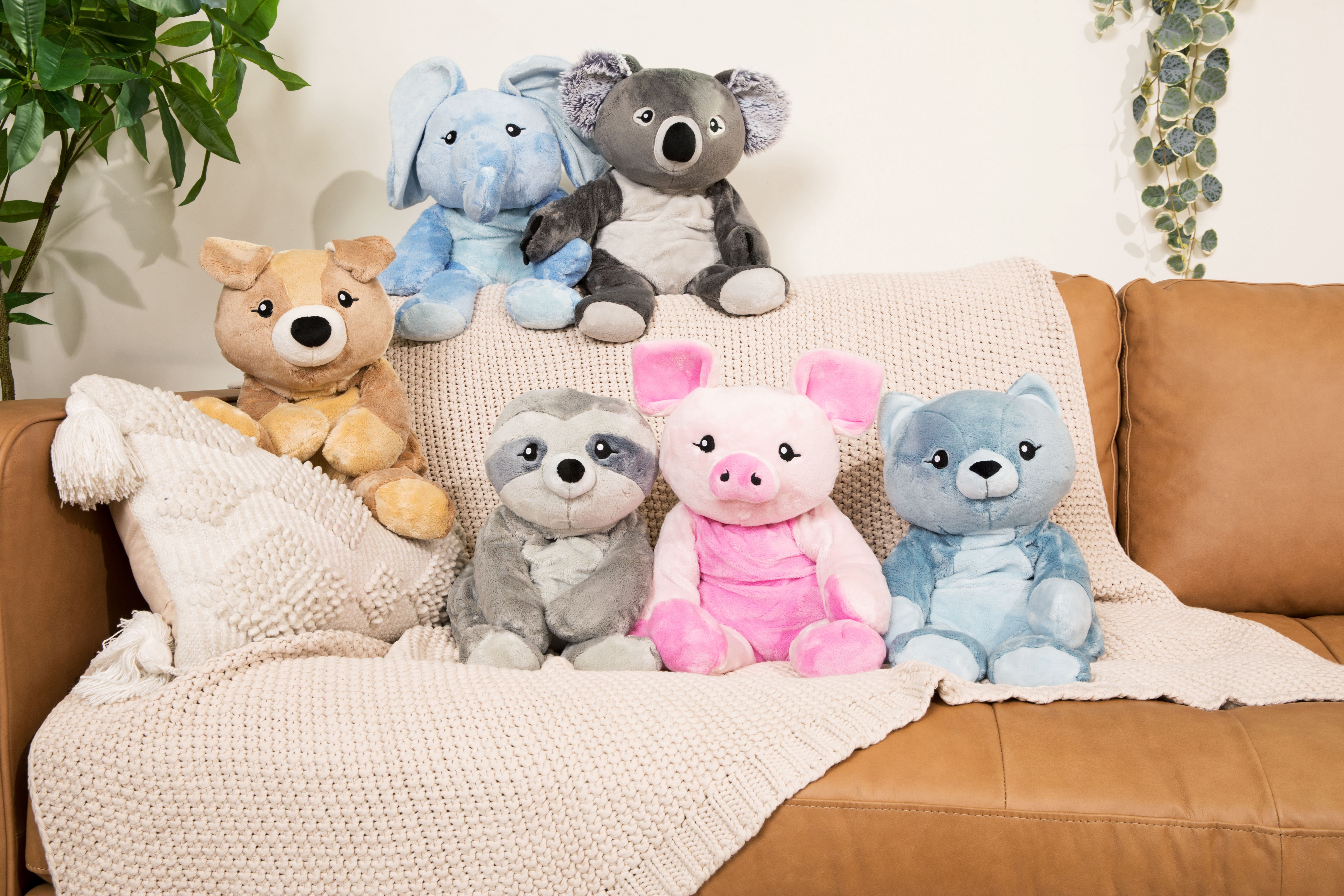 Hugimals 3 Pack Sam the Sloth, Emory the Elephant, Charlie the Puppy 4.5lb Weighted Self Care Stuffed Animal Stress Anxiety Relief Plush for Adults, Kids