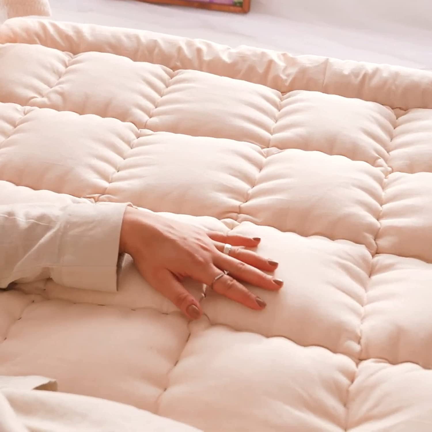 WoW Futon 100% Organic Merino Wool Pillow Top Mattress Topper 2
