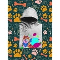 thumbnail image 3 of Colorful Corgi Bandana Portrait Hoodie Men -Image by Shutterstock, Male 3X-Large, 3 of 4