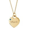 Personalized Silver Tone or 14kt Gold-plated Name and Birthstone Heart Charm Pendant