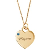 Personalized Silver Tone or 14kt Gold-plated Name and Birthstone Heart Charm Pendant