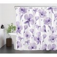 thumbnail image 3 of HVEST Watercolor Floral Leaf Shower Curtain Purple Flower Minimalist Pattern in White Background Shower Curtain for Bathroom Nature Plant Bathroom Shower Curtain with Hooks,72 x 72 Inch, 3 of 6