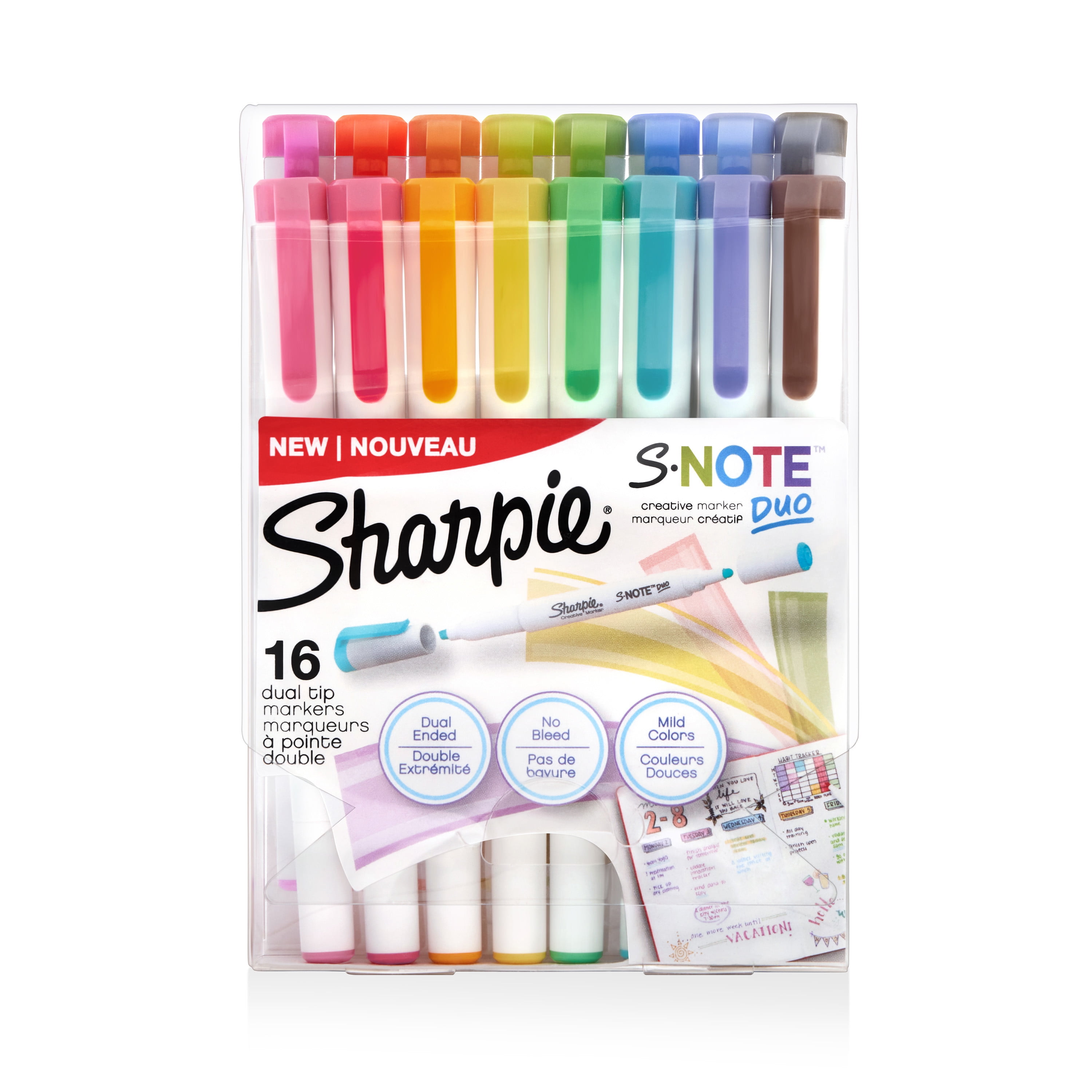 Sharpie S-Note Duo Dual-Ended Creative, Assorted Colors, Fine & Chisel Tips, 16-Ct