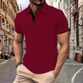 thumbnail image 2 of Afdoent Golf Polo Shirts For Men Solid Color Versatile Male Leisure Loose Collar Button Open Collar Ribbed Sports Short Sleeve Shirt Classic, 2 of 6