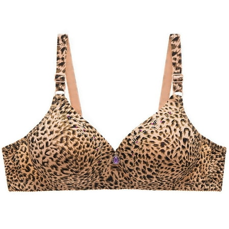 

4-pack Women Leopard-Print Front Buckles Underwear No Steel Ring Close Bra women s lingerie plus size