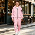 thumbnail image 4 of Girls Sweatsuit 2 Piece Sets Oversized Zip Up Sweatshirts Joggers Kids Clothes Fall Winter Y2k Sweatsuit Set Pink 12-13 Years, 4 of 7