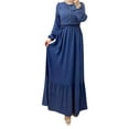Women's Muslim Solid Color Sackcloth Clothes High Neck Belt Fashion