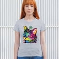 thumbnail image 3 of Tee Hunt Cute Thinking Crowned Cat T-Shirt Dean Russo Colorful Kitte Women's T-Shirt Tee, Gray, 3X-Large, 3 of 5