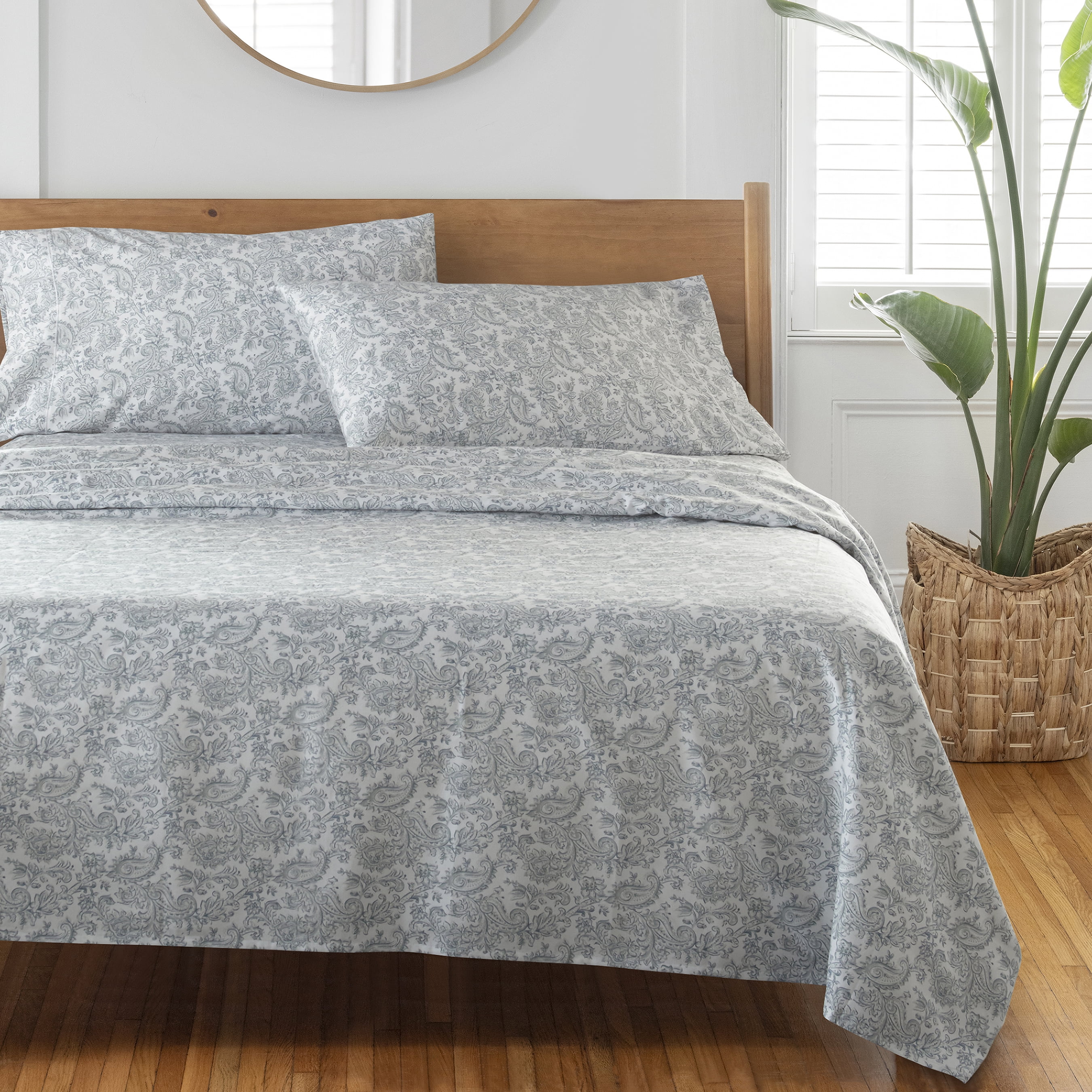 Better Homes & Gardens 4-Piece 400 Thread Count Paisley Green River Performance Bed Sheet Set, Full