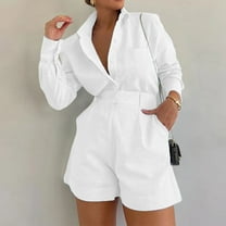 Riforla Women's Vacation Fashion Casual Suit Solid Color Summer Shorts and Shirt Top Two Piece Sets Lapel Shirt Sexy Suits Short sets White XL