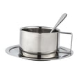 thumbnail image 2 of Juego de cucharas y platos para taza de café, cuchara de café de acero inoxidable, taza de metal reutilizable, multiusos Juego de 200ML, 2 of 9